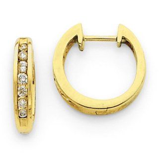 Round Brilliant Shape Diamond Earrings in 14kt Yellow Gold   Notched Post GEMaffair Jewelry