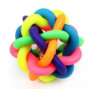 Plastic Rainbow Color Sound Ruber Ball (Small)  Pet Toy Balls 