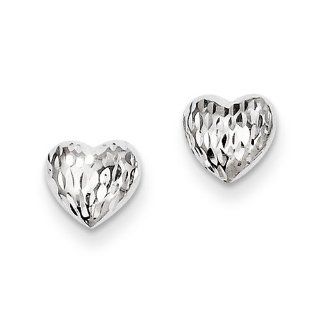 Heart Shape Diamond Shape Earrings in 14kt White Gold   Friction Back GEMaffair Jewelry