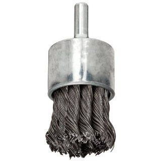 Weiler Wire End Brush, Hollow End, Round Shank, Steel, Partial Twist Knotted, 1 1/8" Diameter, 0.02" Wire Diameter, 1/4" Shank, 22000 rpm (Pack of 1) Abrasive Flat Brushes