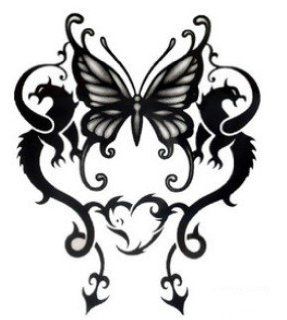 Totem Black Butterfly Limited Edition Tattoo Stickers Temporary Tattoos Paste Neck  Shoulder  Chest  Hand , Etc. Fashion Models Single Noble Alternative Avant garde Barcode  Beauty