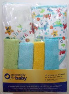 Especially for Baby 2 Hooded Towels with 4 Washcloths Splish Splash Sealife  Hooded Baby Bath Towels  Baby