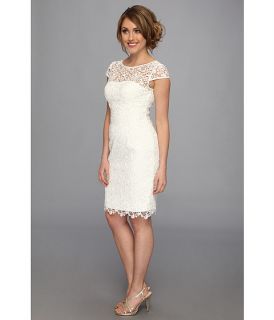 Adrianna Papell Cutaway Lace Dress Ivory