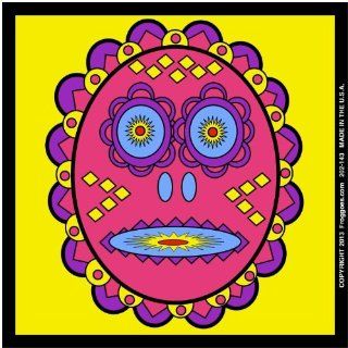 TRIBAL DAY OF THE DEAD   PINK/YELLOW   STICK ON CAR DECAL SIZE 3 1/2" x 3 1/2"   VINYL DECAL WINDOW STICKER   NOTEBOOK, LAPTOP, WALL, WINDOWS, ETC. COOL BUMPERSTICKER   Automotive Decals
