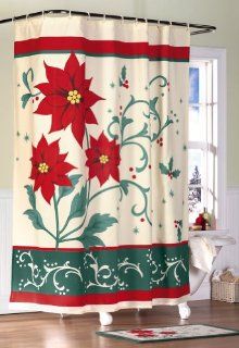Poinsettia Bathroom Christmas Shower Curtain  