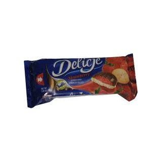 Kraft Delicje Strawberry (147g/5.18 Oz.) (Strawberry Jaffa Cake Style Biscuits from Poland)  Fruit Cookies  Grocery & Gourmet Food
