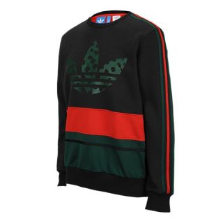adidas Originals Art Fleece Crew   Mens   Casual   Clothing   Black/Dark Green/Light Scarlet
