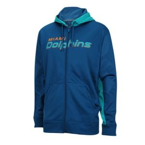 Nike NFL Therma Fit Performance F/Z Hoodie   Mens   Football   Clothing   Miami Dolphins   Marina/Turbo Green