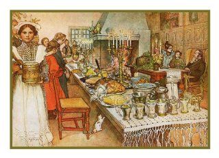 Swedish Artist Carl Larsson Julaftone Christmas Even Dinner Counted Cross Stitch Chart from Watercolor