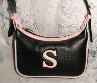Initial Purse Hand BAG Black and Pink Letter "S" Clothing