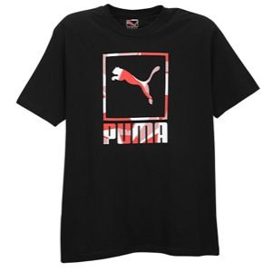 PUMA Block Logo T Shirt   Mens   Casual   Clothing   Tigerlily/Bluebird