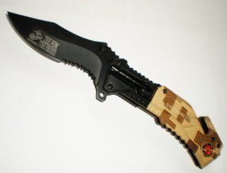 US MARINES THE FEW. THE PROUD. ASSISTED Opening RESCUE POCKET KNIFE LED Flashlight + Seat Belt Cutter   Pocketknives  