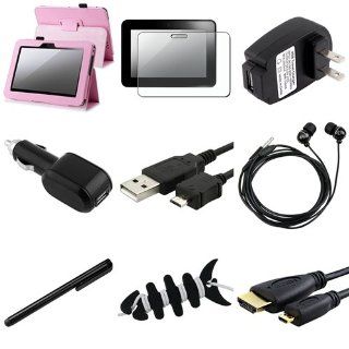 eForCity 11in1 Pink w/ Stand Case + 2 Matte Film + Wrap + Stylus Pen + Headset + 6FT HDMI compatible with Kindle Fire HD 7 Computers & Accessories