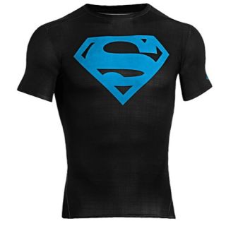 Under Armour Super Hero Logo S/S Compression Top   Mens   Training   Clothing   Black/Capri