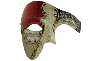Silver Lining Musical Red Venetian Half Masquerade Mask Phantom Vintage Design  Facial Masks  Beauty