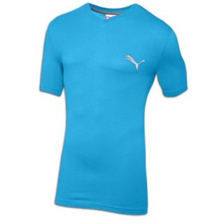 PUMA Iconic V Neck S/S T Shirt   Mens   Casual   Clothing   Malibu Blue