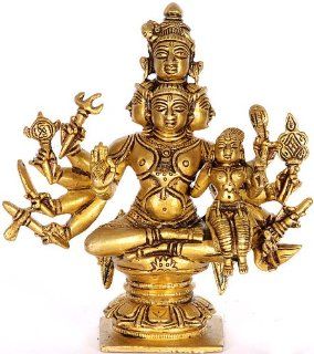 Five Headed Shiva with Shakti   Brass Sculpture   Statues