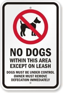 No Dog Within This Area Except On Leash (with Graphic) Sign, 18" x 12"  Yard Signs  Patio, Lawn & Garden