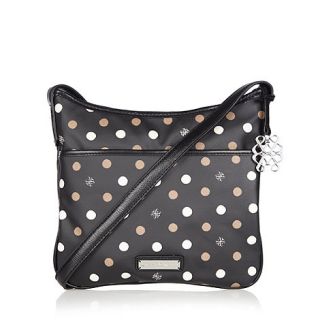 Bailey & Quinn Black spotted coated canvas cross body bag