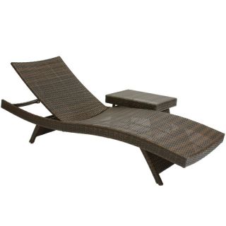Wicker Multi brown Outdoor Adjustable Lounges and Table   Outdoor Chaise Lounges