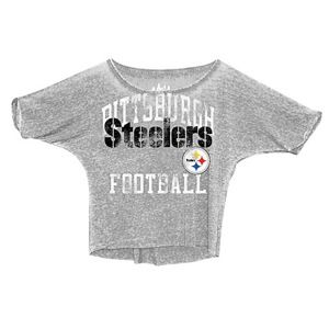 Touch NFL Cropped Dolman Sleeve T Shirt   Womens   Football   Clothing   Pittsburgh Steelers   Heather Grey