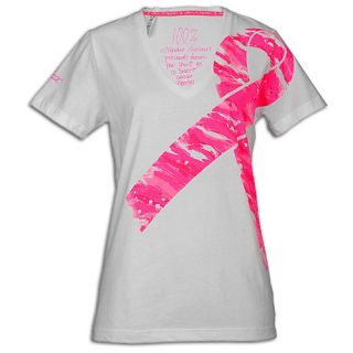 Under Armour Pip Camo Ribbon S/S V Neck T Shirt   Womens   Training   Clothing   White/Cerise/Fluo Pink