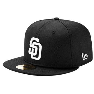 New Era MLB 59Fifty Black & White Basic Cap   Mens   Baseball   Accessories   San Diego Padres   Black/White