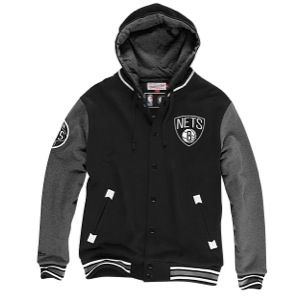 Mitchell & Ness NBA Second Quarter Fleece Jacket   Mens   Basketball   Clothing   Brooklyn Nets   Black/Grey