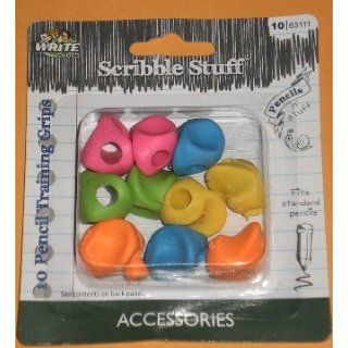 Write Dudes Training Grips, 10 Count, Assorted Colors (63111)  Pencil Top Erasers 