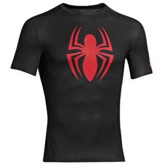 Under Armour Super Hero Logo S/S Compression Top   Mens   Training   Clothing   Black/Red