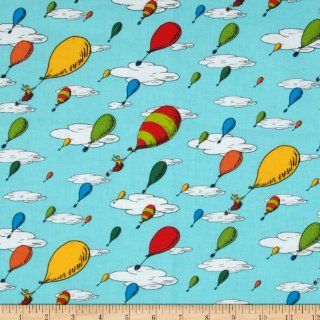 Oh The Places You'll Go Celebration Balloons Sky Blue Fabric