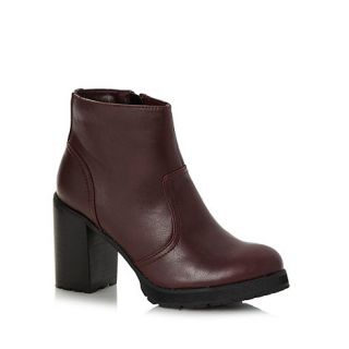 Red Herring Dark red high block heeled ankle boots
