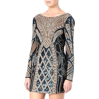 NEEDLE AND THREAD   Geometric pearl bead and sequinned dress