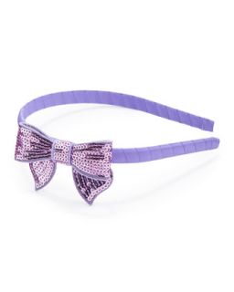 Headband with Sequined Bow, Purple   Bow Arts   Light purple