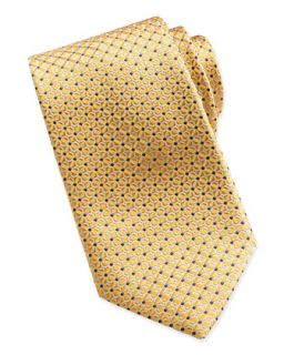 Mens Mix Square Pattern Silk Tie, Yellow   Brioni   Yellow