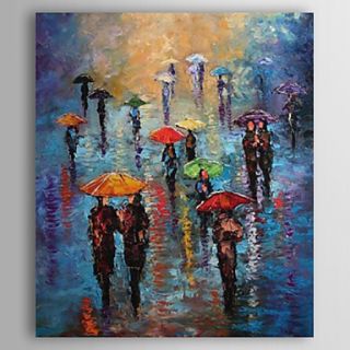 Hand Painted Abstract People Oil Painting by Knife with Stretched Frame Ready to Hang