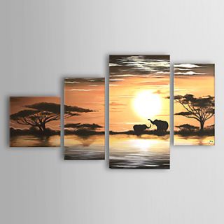 Hand painted Landscape Oil Painting with Stretched Frame   Set of 4
