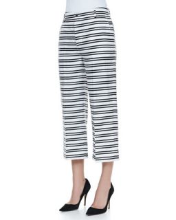 Womens Caldwell Striped Cropped Trousers   J Brand Ready to Wear   Black/White