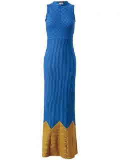 House Of Holland Striped Stretch Wool Maxi Dress
