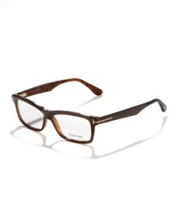 Unisex Soft Rectangular Fashion Glasses, Brown   Tom Ford   Brown