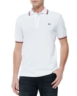 Mens Twin Tipped Polo Shirt, White/Red/Navy   Fred Perry   White (XL)