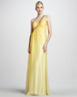 Womens Beaded Strap One Shoulder Gown   La Femme Boutique   Yellow (12)