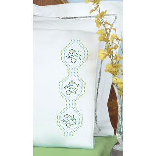 Stamped Pillowcases With White Perle Edge 2/pkg flowers