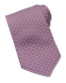 Mens Chain Links Silk Tie, Red   Brioni   Red