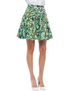 Womens Ray Beaded Floral Print Skirt   Elle Sasson   Green leaves (40 (US 6))