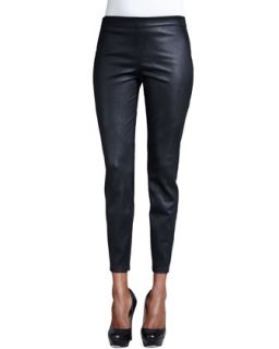 Womens Roxanna Leather Cropped Pants   Elie Tahari   Black (XSMALL (0 2))