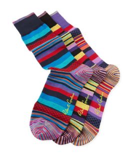 Mens Merilon Striped Socks, 3 Pairs   Robert Graham   Multi colors