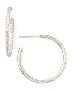 25mm White Gold Diamond Hoop Earrings, 0.8ct   Roberto Coin   White (25mm ,5mm ,