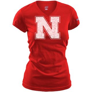 SOFFE Womens Nebraska Cornhuskers No Sweat V Neck Short Sleeve T Shirt   Size