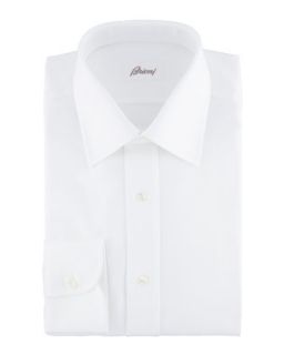 Mens Tonal Herringbone Dress Shirt, White   Brioni   White (17L)